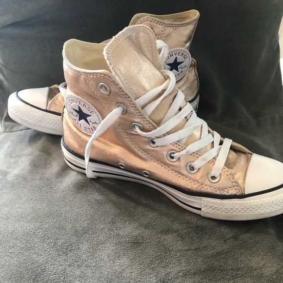 Converse Shoes | Converse High Top In Metallic Rose Gold | Poshmark